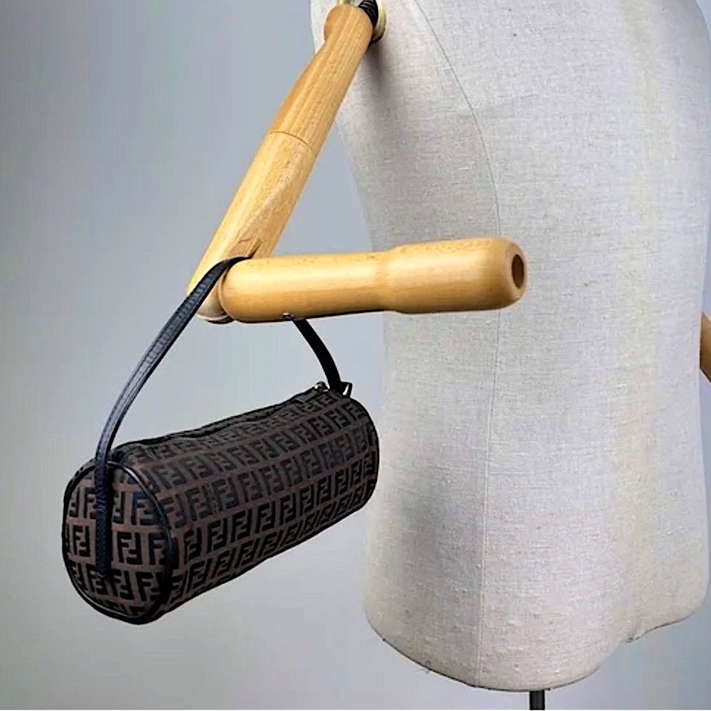 SOLD / Fendi Black and Brown Monogram Clutch (Row 90s bag shape)